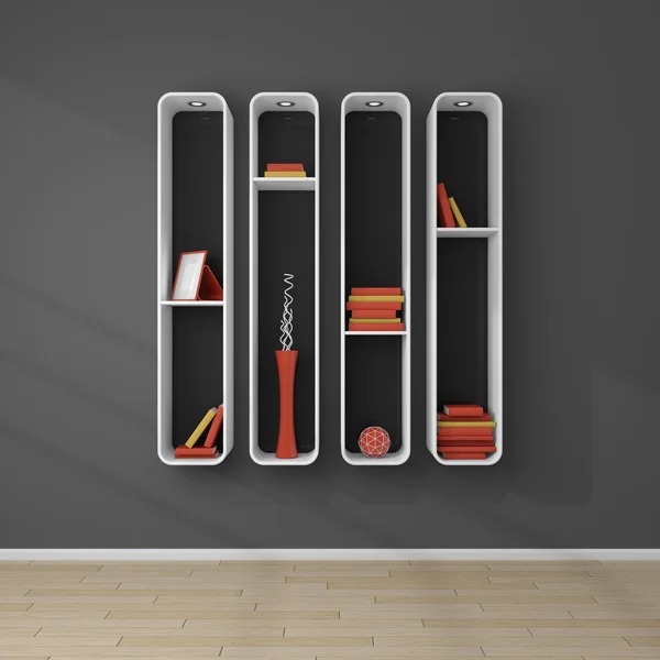 3d rendered bookshelves. — Stock Photo, Image