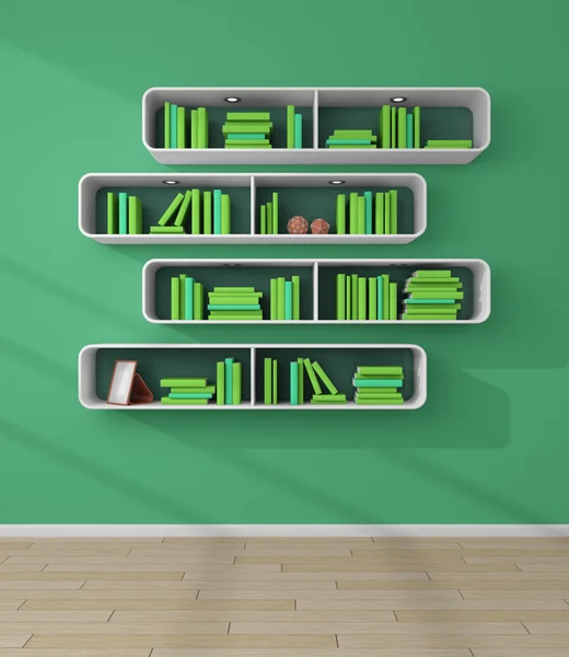 3d rendered bookshelves. — Stock Photo, Image