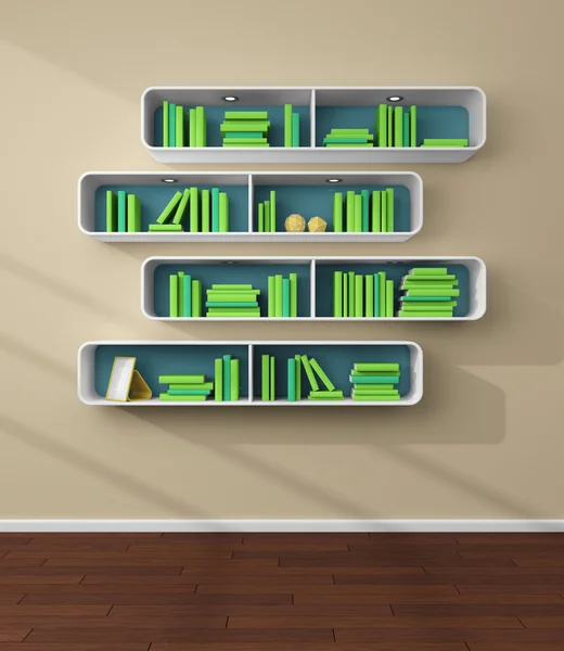 3d rendered bookshelves. — Stock Photo, Image