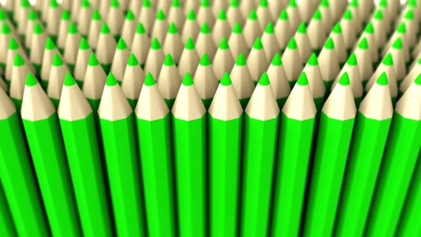 Un montón de lápiz verde 3d sobre un fondo blanco — Foto de Stock