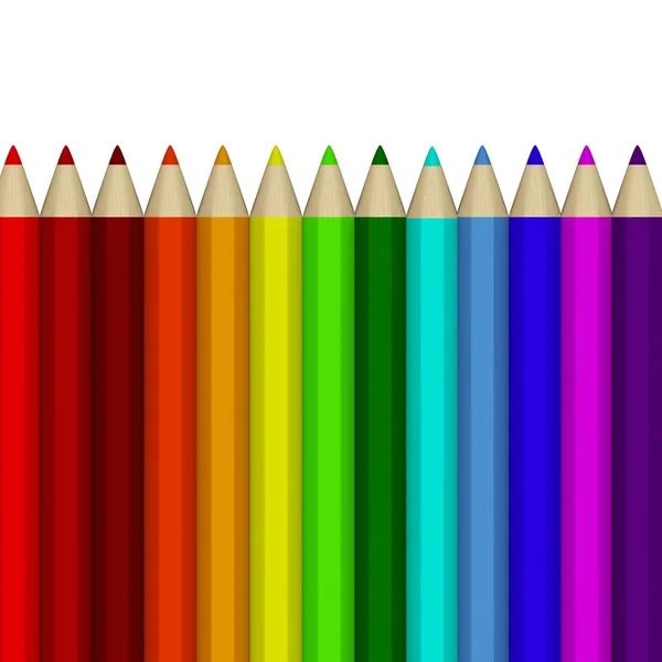Varios lápices de colores sobre fondo blanco — Foto de Stock