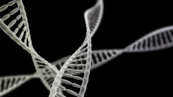 Ланцюги ДНК на чорному тлі — стокове фото