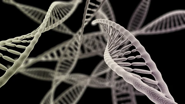 DNA ketens close-up op de zwarte achtergrond — Stockfoto
