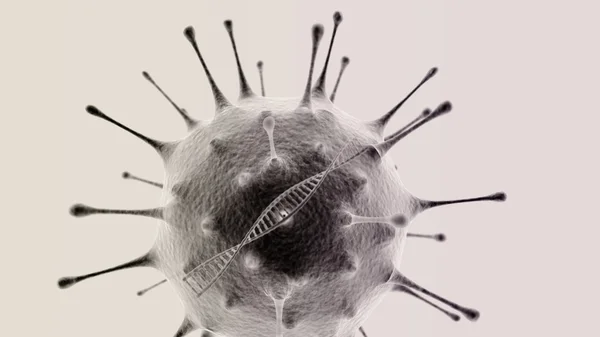 Virus with DNA helix inside on light background — Stock Photo, Image