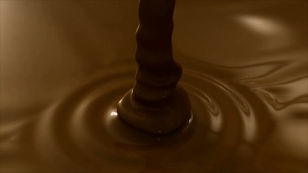 Lentamente fluindo gota de chocolate com um efeito de foco de vídeo HD — Vídeo de Stock