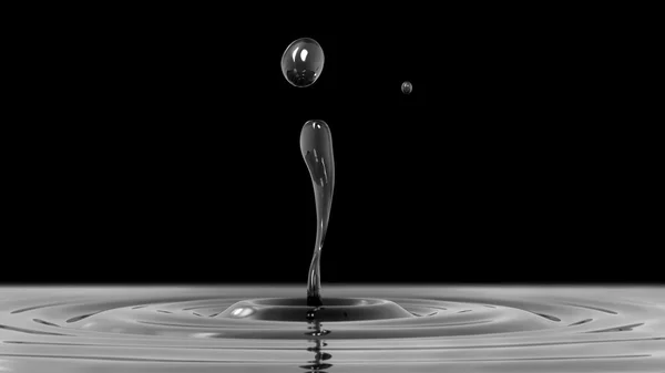 Gota de macro agua oscura con el efecto de enfoque (vista lateral en bla —  Fotos de Stock