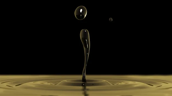 Drop of crude oil macro with the focus effect (side view on blac — Stock Photo, Image