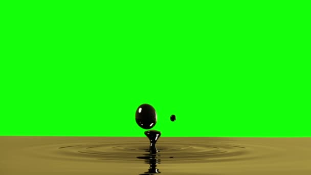 Drop of crude oil with the focus effect (drop 2) on the green screen — Stock Video