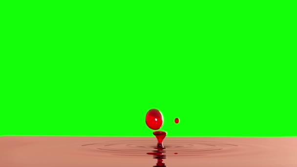Daling van rode wijn met de focus ingang (drop-2) op het groene scherm — Stockvideo