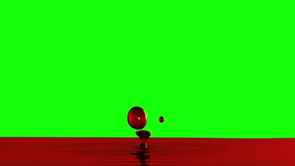 Drop of tea macro with the focus effect (drop 2) on the green screen — Stock Video