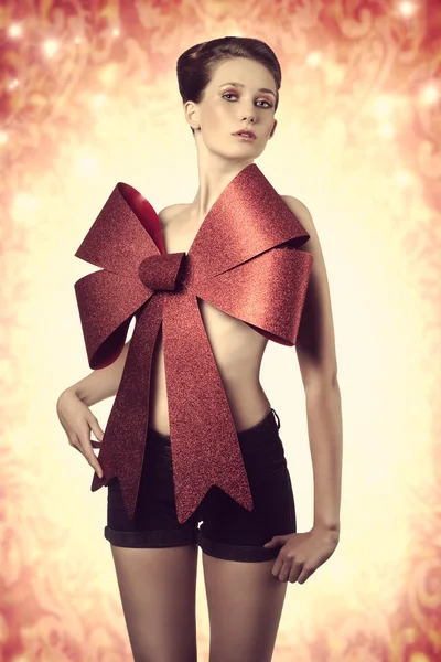 セクシーな女性クリスマス プレゼント — ストック写真