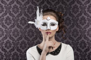 Beyaz Vintage karnaval maskesi