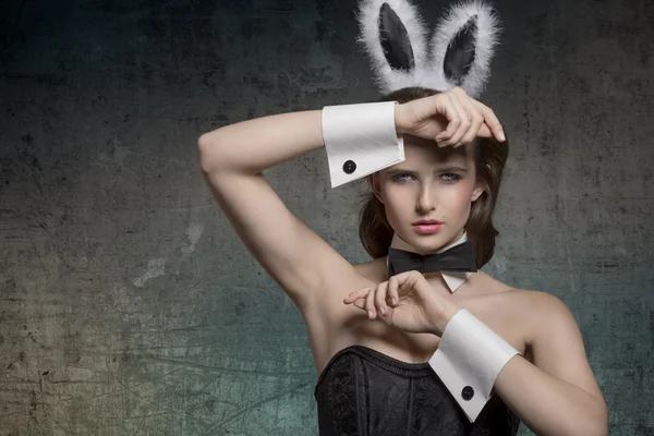 Seksi pinup tavşan kulakları ile — Stok fotoğraf