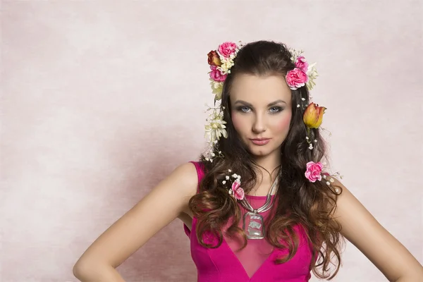 Flower hairstyle — Stock Photo, Image