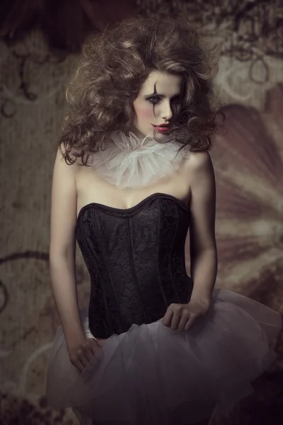 Sad female clown — Stock Photo, Image