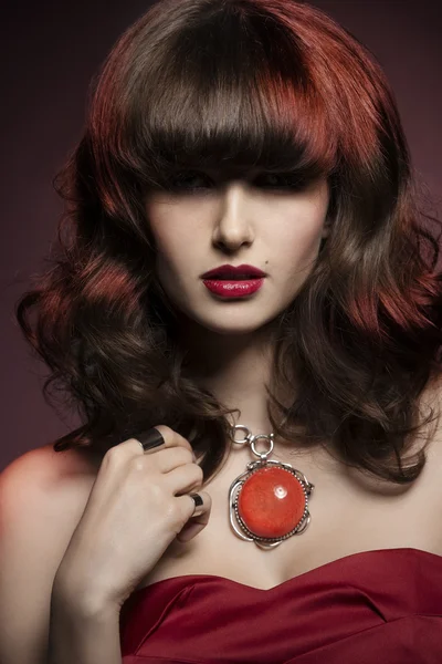 Woman with fringe — Stock Photo, Image