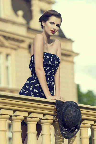 Cute lady elegant in blue — Stok fotoğraf