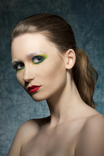 Girl with colorful make-up — Stock Photo, Image