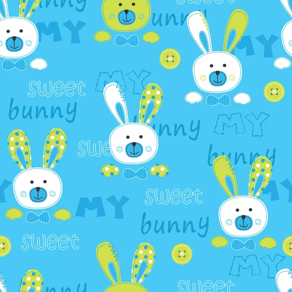 Seamless pattern with cute bunny — Stock Vector