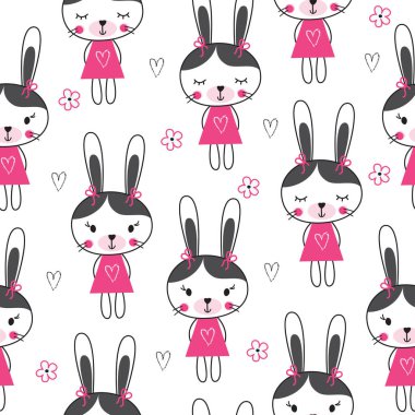 Komik tavşanları olan sevimli, pürüzsüz bir desen.