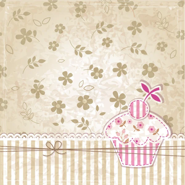 Fond vintage avec cupcake — Image vectorielle