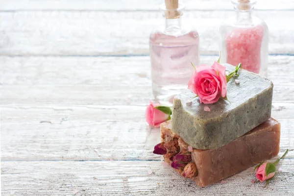 Spa set with handmade soap — Stock Photo, Image