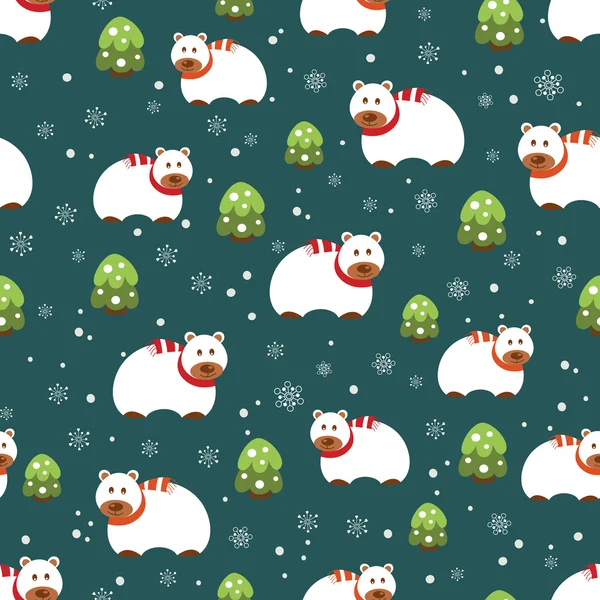 Motif sans couture de Noël avec des ours — Image vectorielle