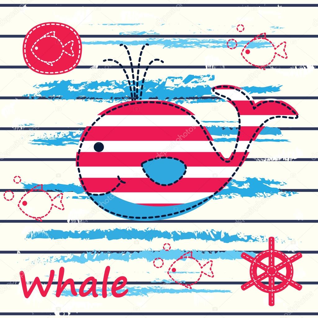 Baby background with cute whale