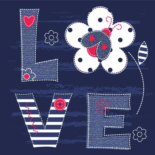 Fond bébé mignon avec lettres et coccinelle — Image vectorielle