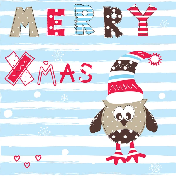 圣诞贺卡与猫头鹰 — 图库矢量图片