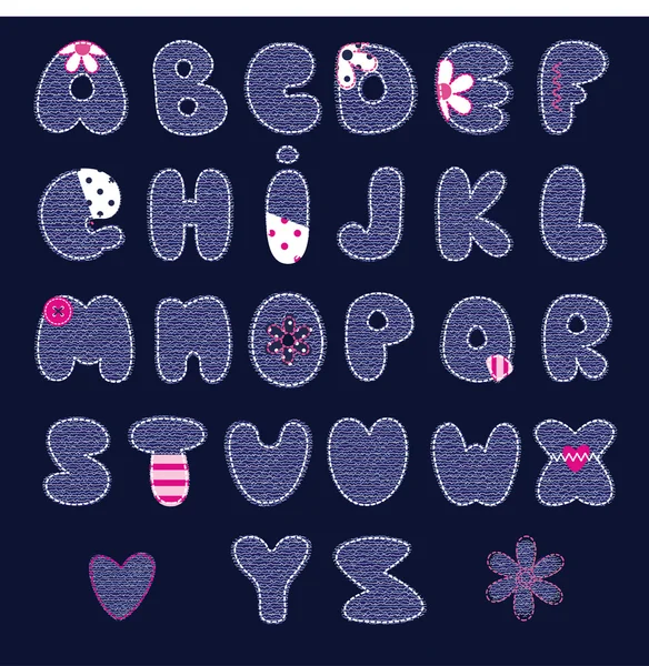 Cute jeans alphabet — Stock Vector