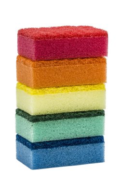 için beyaz zemin üzerine izole bulaşık süngerleri