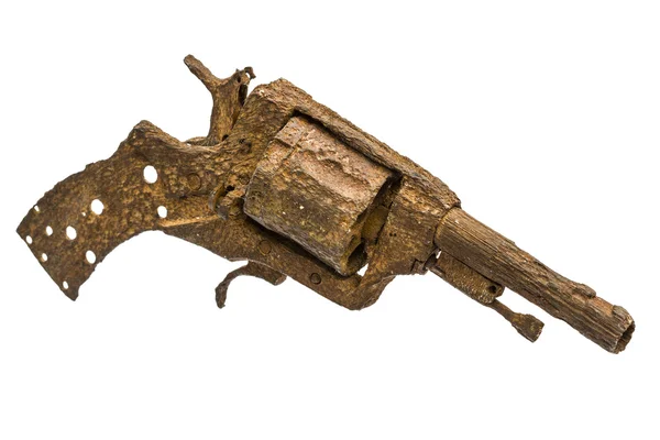 Σκουριασμένο παλιό πιστόλι, απομονωμένη σε άσπρο φόντο — Φωτογραφία Αρχείου