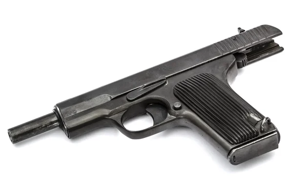 흰색 배경에 고립 된 자동 권총 — 스톡 사진