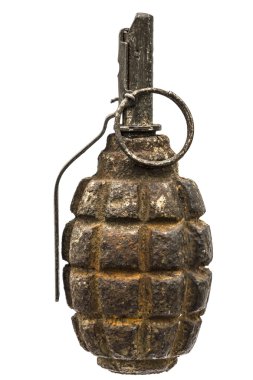 Old combat grenade isolated on a white background clipart