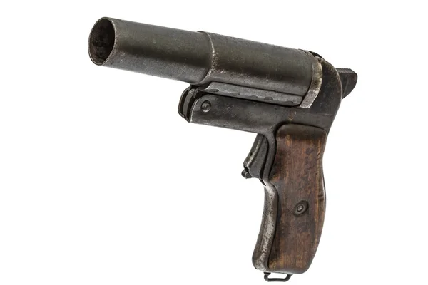 Old signal pistol, flare gun, isolated on white background — Stock Photo, Image