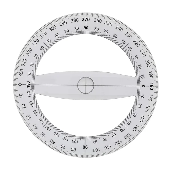 White transparent protractor, isolated on white, with clipping path — Stock Photo, Image