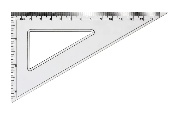 Triângulo transparente branco, isolado em branco, com caminho de recorte — Fotografia de Stock