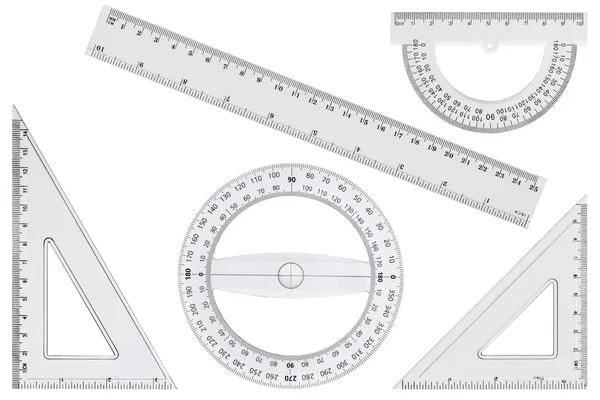 백색 투명 눈금자, 흰색 배경에 고립의 세트 — 스톡 사진