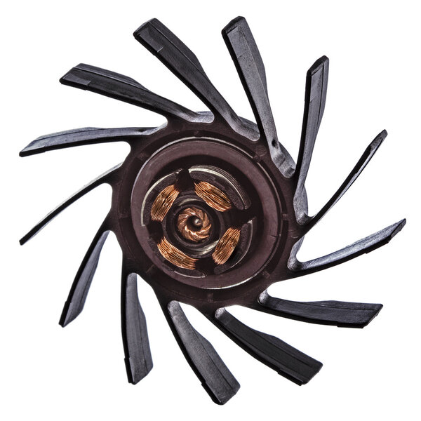 Propeller and stator of electric fan, isolated on white backgrou