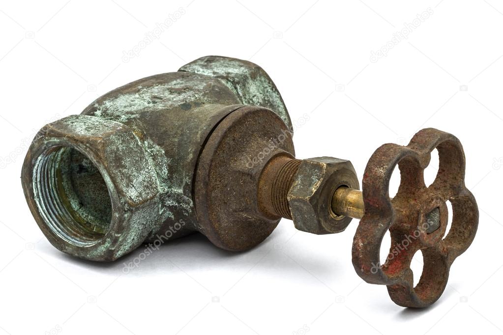 Old water valve, isolated on white background