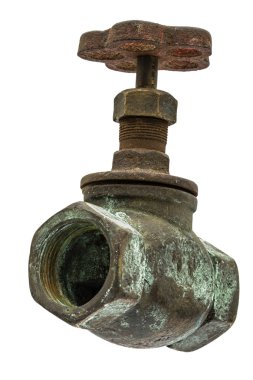 Beyaz arka plan üzerinde izole eski su musluk