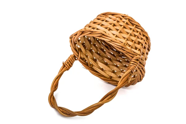 Empty wicker basket, isolated on white background — Stock Photo, Image