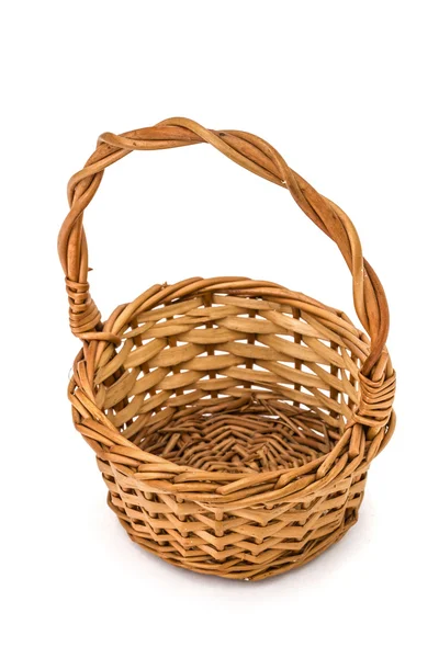 Empty wicker basket, isolated on white background — Stock Photo, Image