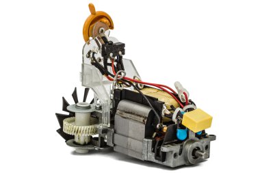 Küçük elektrik motoru fan, beyaz arka plan üzerinde izole ile