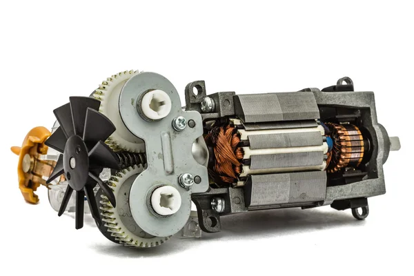 Küçük elektrik motoru fan, beyaz arka plan üzerinde izole ile
