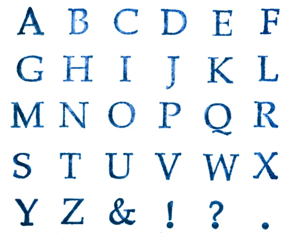 Reimpressões de carimbos a maiúscula alfabética inglesa, isolados — Fotografia de Stock