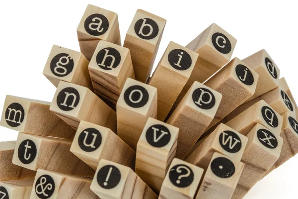 İzole ahşap Tipo küçük harf, kolaj İngilizce alfabe