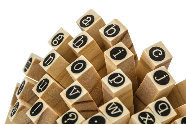 İzole ahşap Tipo küçük harf, kolaj İngilizce alfabe