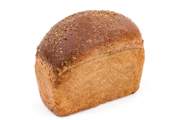 Beyaz adam izole iştah açıcı gevrek kabuk ile ekmek — Stok fotoğraf